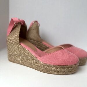 Castaner Chiara Canvas Wedge Espadrilles Pink. Size 39